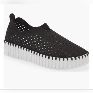 Black Perforated Slip-On Sneakers